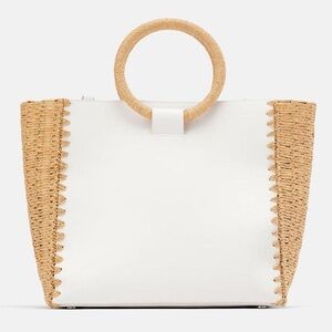 Zara Leather Straw Bag